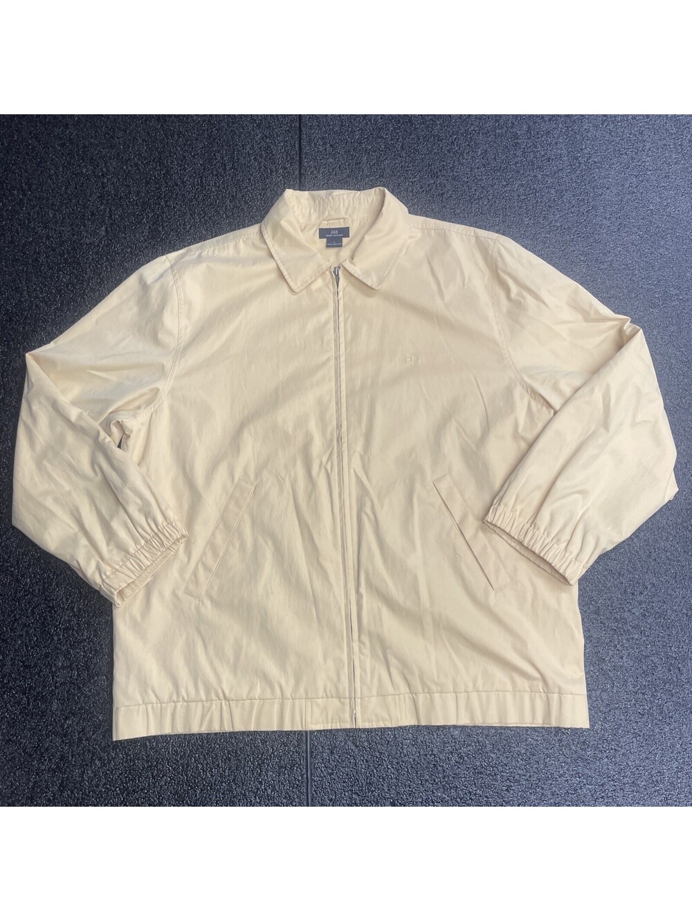 346 Brooks Brothers Vintage Mens Large Yellow ZipUp Logo Bomber Jacket w Collard